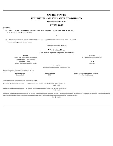 Thumbnail CarMax
 Annual Report fy2023