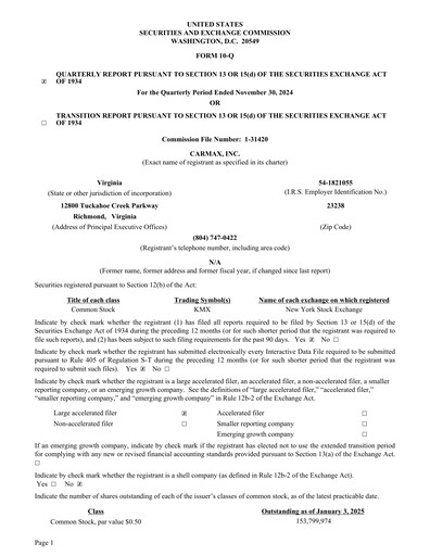 Thumbnail CarMax
 Quarterly Report fy2025-q3