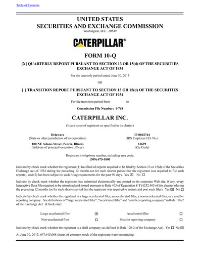 Thumbnail Caterpillar Quarterly Report 2013-q2