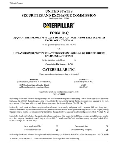 Thumbnail Caterpillar Quarterly Report 2015-q2