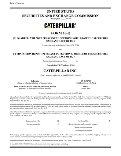 Thumbnail Caterpillar Quarterly Report 2018-q1