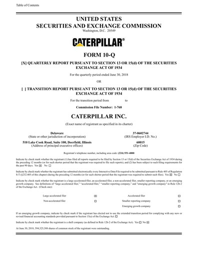 Thumbnail Caterpillar Quarterly Report 2018-q2