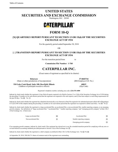 Thumbnail Caterpillar Quarterly Report 2018-q3