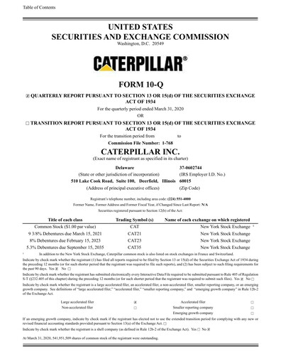 Vorschaubild Caterpillar Quartalsbericht 2020-q1