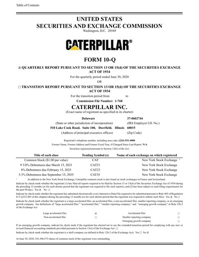 Vorschaubild Caterpillar Quartalsbericht 2020-q2