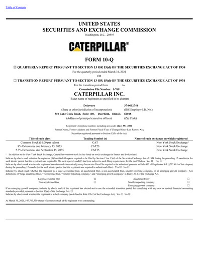 Vorschaubild Caterpillar Quartalsbericht 2021-q1