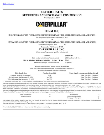 Vorschaubild Caterpillar Quartalsbericht 2022-q3