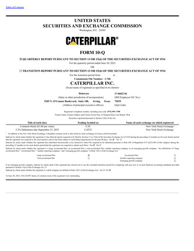 Vorschaubild Caterpillar Quartalsbericht 2023-q2