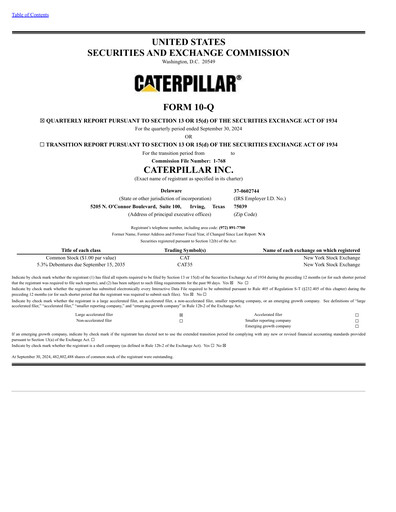 Vorschaubild Caterpillar Quartalsbericht 2024-q3