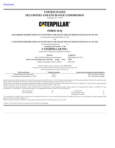 Thumbnail Caterpillar Quarterly Report 2026-q1