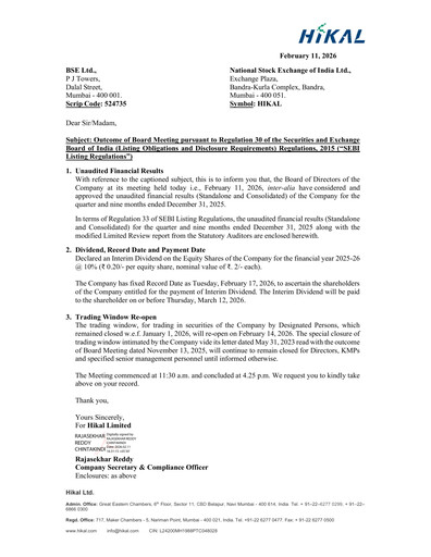 Thumbnail Hikal Quarterly Report 2026-q3