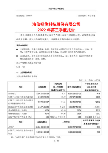 Thumbnail Hisense Visual Technology Quarterly Report 2022-q3