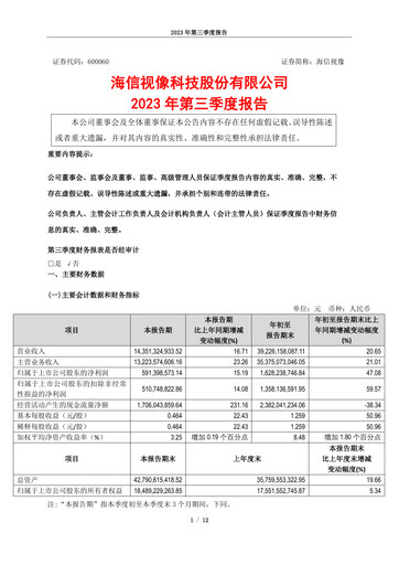Thumbnail Hisense Visual Technology Quarterly Report 2023-q3