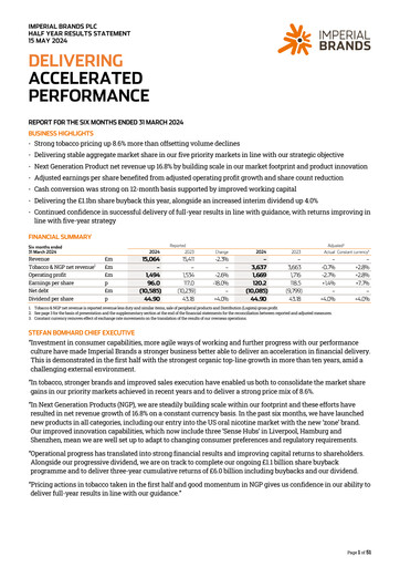 Thumbnail Imperial Brands
 Half-year Report 2024-h1