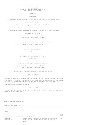 Vorschaubild Bank of America  Quartalsbericht 2001-q2