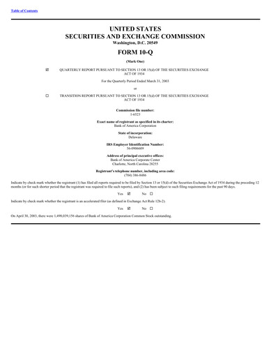 Vorschaubild Bank of America  Quartalsbericht 2003-q1