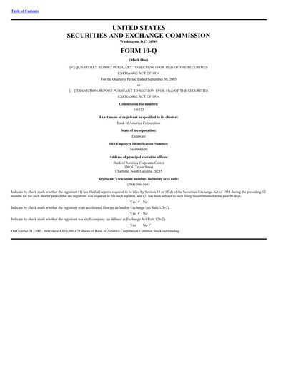 Vorschaubild Bank of America  Quartalsbericht 2005-q3