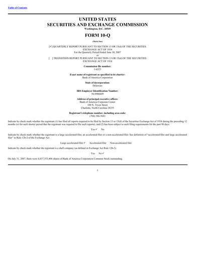 Vorschaubild Bank of America  Quartalsbericht 2007-q2