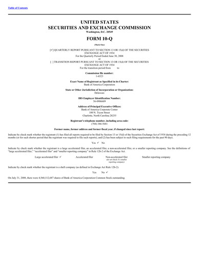 Vorschaubild Bank of America  Quartalsbericht 2008-q2