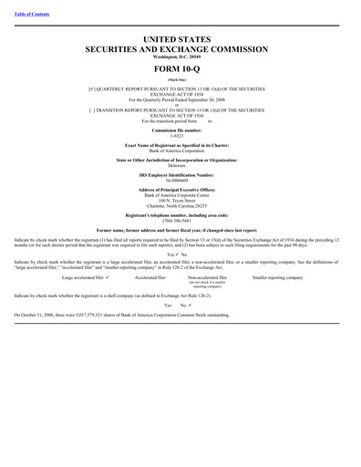 Vorschaubild Bank of America  Quartalsbericht 2008-q3