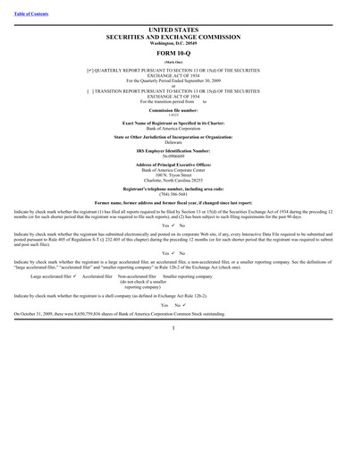 Vorschaubild Bank of America  Quartalsbericht 2009-q3