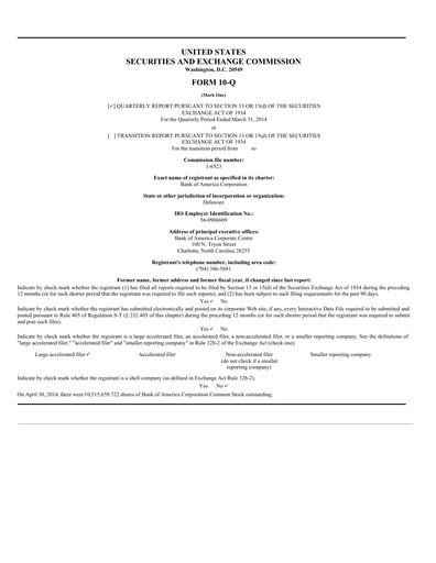 Vorschaubild Bank of America  Quartalsbericht 2014-q1
