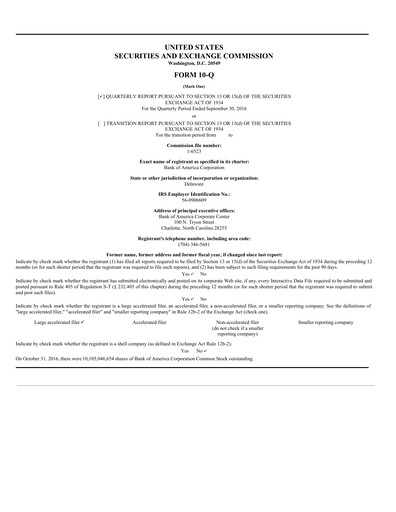 Vorschaubild Bank of America  Quartalsbericht 2016-q3