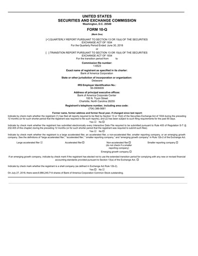 Vorschaubild Bank of America  Quartalsbericht 2018-q2