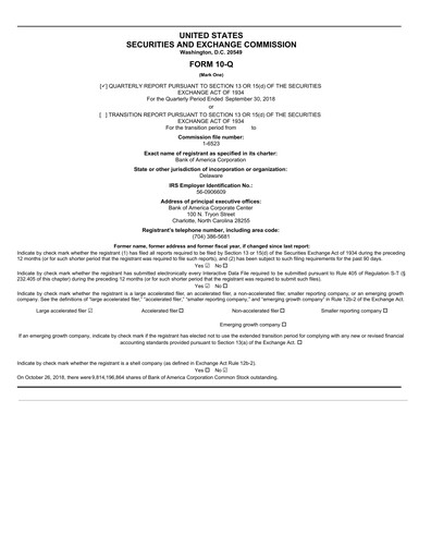 Vorschaubild Bank of America  Quartalsbericht 2018-q3