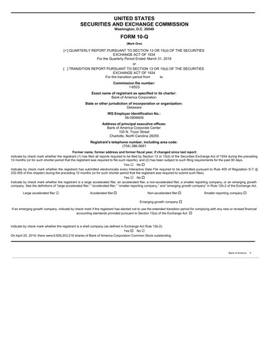 Vorschaubild Bank of America  Quartalsbericht 2019-q1