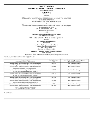 Vorschaubild Bank of America  Quartalsbericht 2019-q3