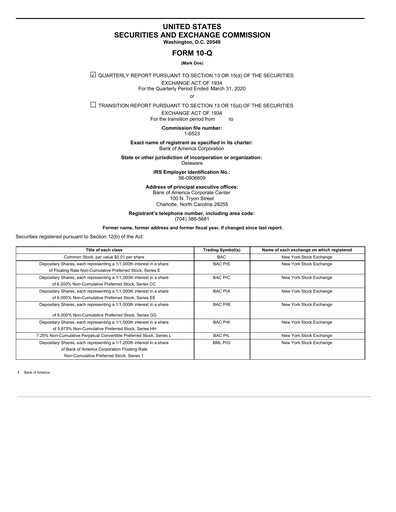 Vorschaubild Bank of America  Quartalsbericht 2020-q1