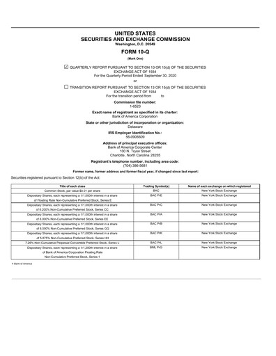 Vorschaubild Bank of America  Quartalsbericht 2020-q3