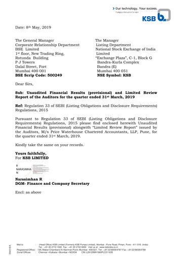 Vorschaubild KSB ltd Finanzbericht 2019-q1