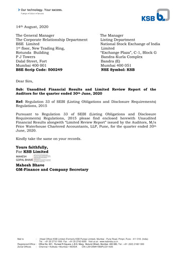 Vorschaubild KSB ltd Finanzbericht 2020-h1