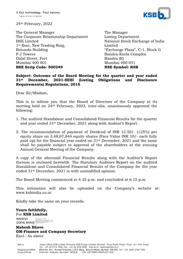Thumbnail KSB ltd Financial Report 2021