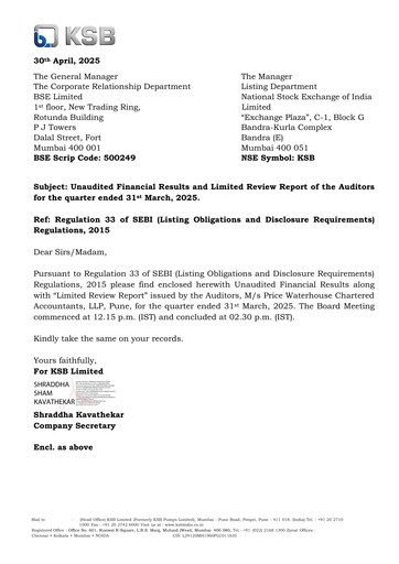 Vorschaubild KSB ltd Finanzbericht 2025-q1