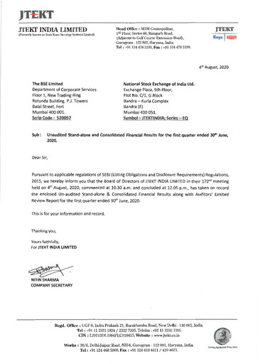 Thumbnail JTEKT India Quarterly Report 2020-q1