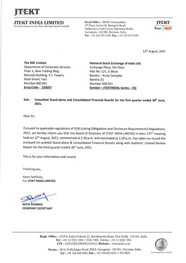 Thumbnail JTEKT India Quarterly Report 2021-q1