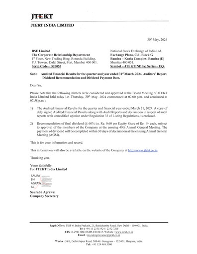 Thumbnail JTEKT India Quarterly Report 2024-q4