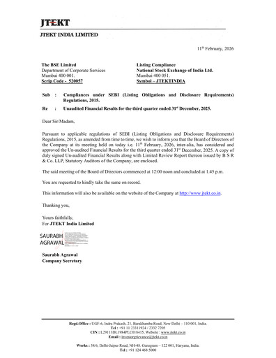 Thumbnail JTEKT India Quarterly Report 2025-q3