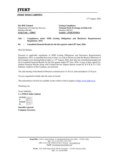 Thumbnail JTEKT India Quarterly Report 2026-q1