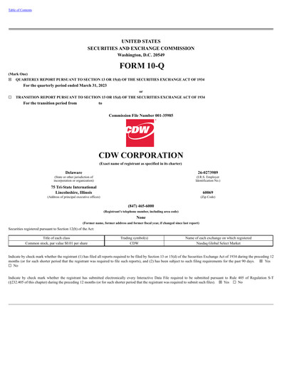 Thumbnail CDW Corporation Quarterly Report 2023-q1