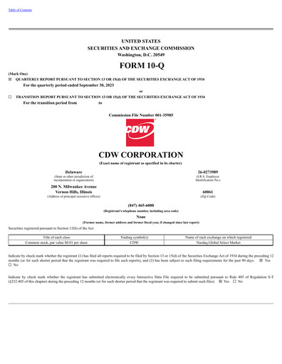 Thumbnail CDW Corporation Quarterly Report 2023-q3