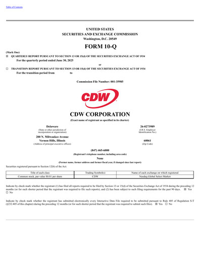 Thumbnail CDW Corporation Quarterly Report 2025-q2