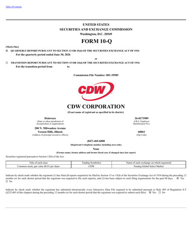 Thumbnail CDW Corporation Quarterly Report 2026-q2