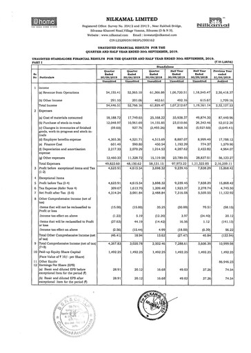 Thumbnail Nilkamal Quarterly Report 2019-q2