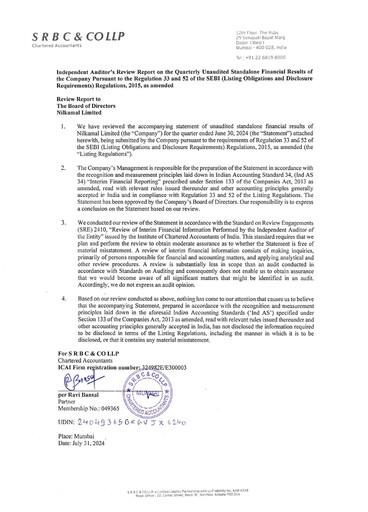 Thumbnail Nilkamal Quarterly Report 2024-q1