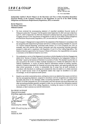 Thumbnail Nilkamal Quarterly Report 2024-q2