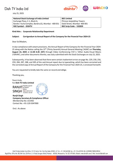 Miniature Dish TV
 Rapport annuel 2024-2025